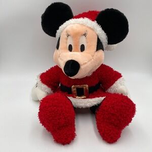 Disney Store Holiday Minnie‎ Mouse Plush Christmas Santa Outfit 15"